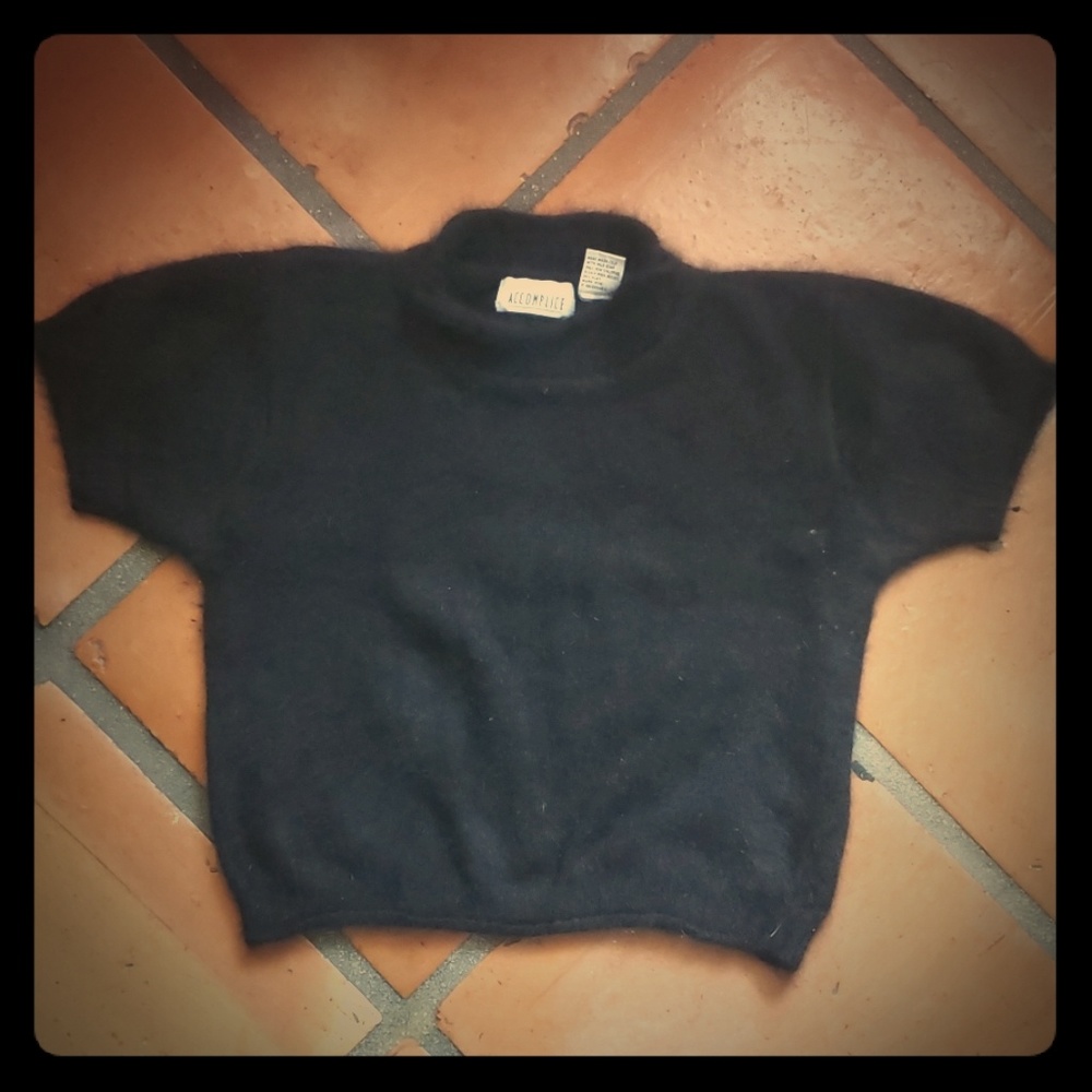 Black Angora cap sleeve sweater